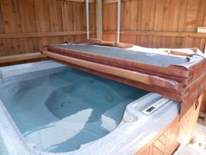 Hot tub cover chemical burn discoloration